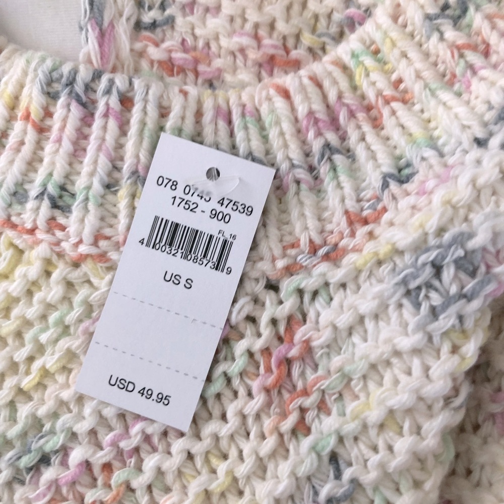 Aerie Open Tie Back Multicolored Knit Crew Neck Pullover Sweater Size Small NWT - Picture 7 of 11